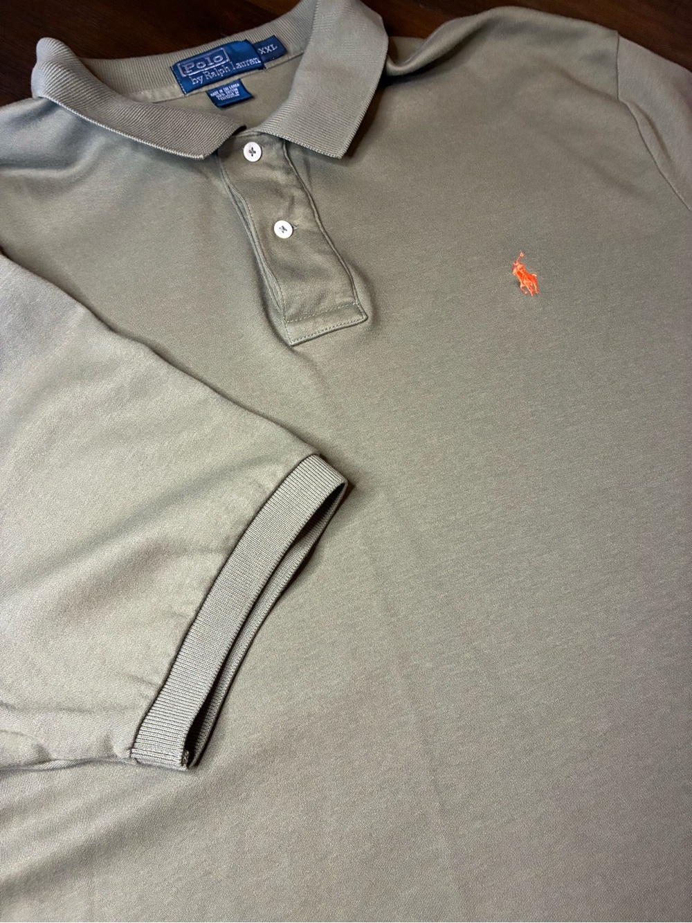 Ralph Lauren Olive Polo with Orange Pony Logo